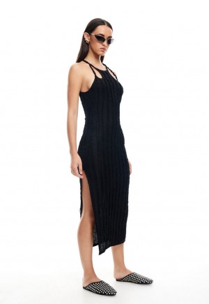 Lioness Double Strap Midi Dress Black | Israel-IZRAL5183