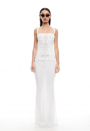 Lioness Endless Maxi Skirt White | Israel-OIRDP5781