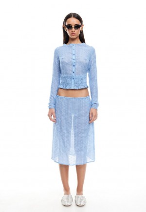 Lioness Poppy Midi Skirt Light Blue | Israel-GMVWD1582