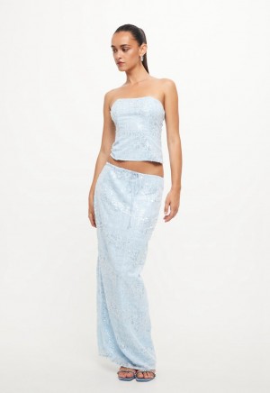 Lioness Shes All That Maxi Skirt Light Blue | Israel-OHGCR5038