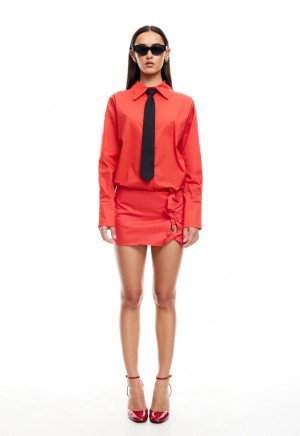 Lioness Valentino Tie Shirt Red | Israel-GLXVB8513