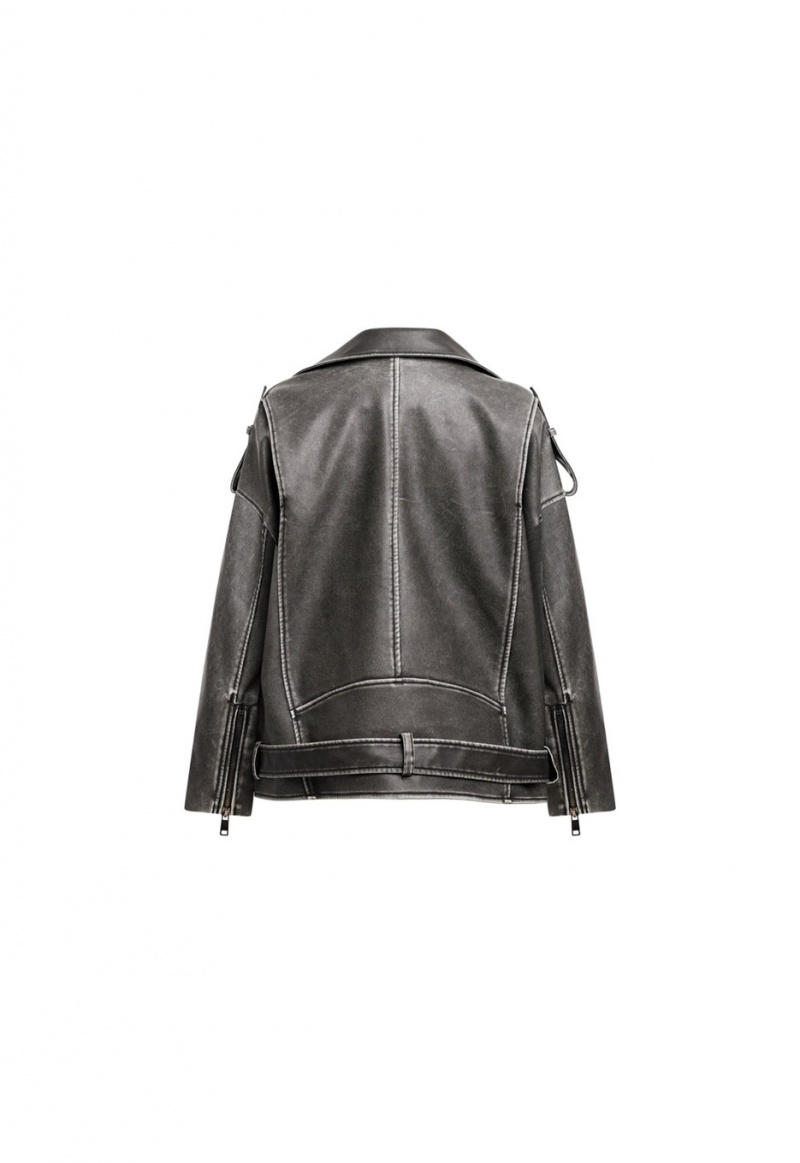 Lioness Ace Biker Leather Jacket Black | Israel-VKJIH6851