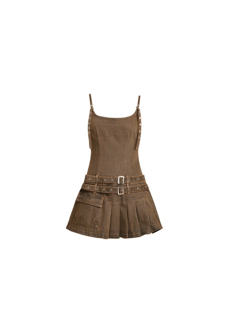 Lioness Biker Mini Dress Dark Brown | Israel-BESFG6810