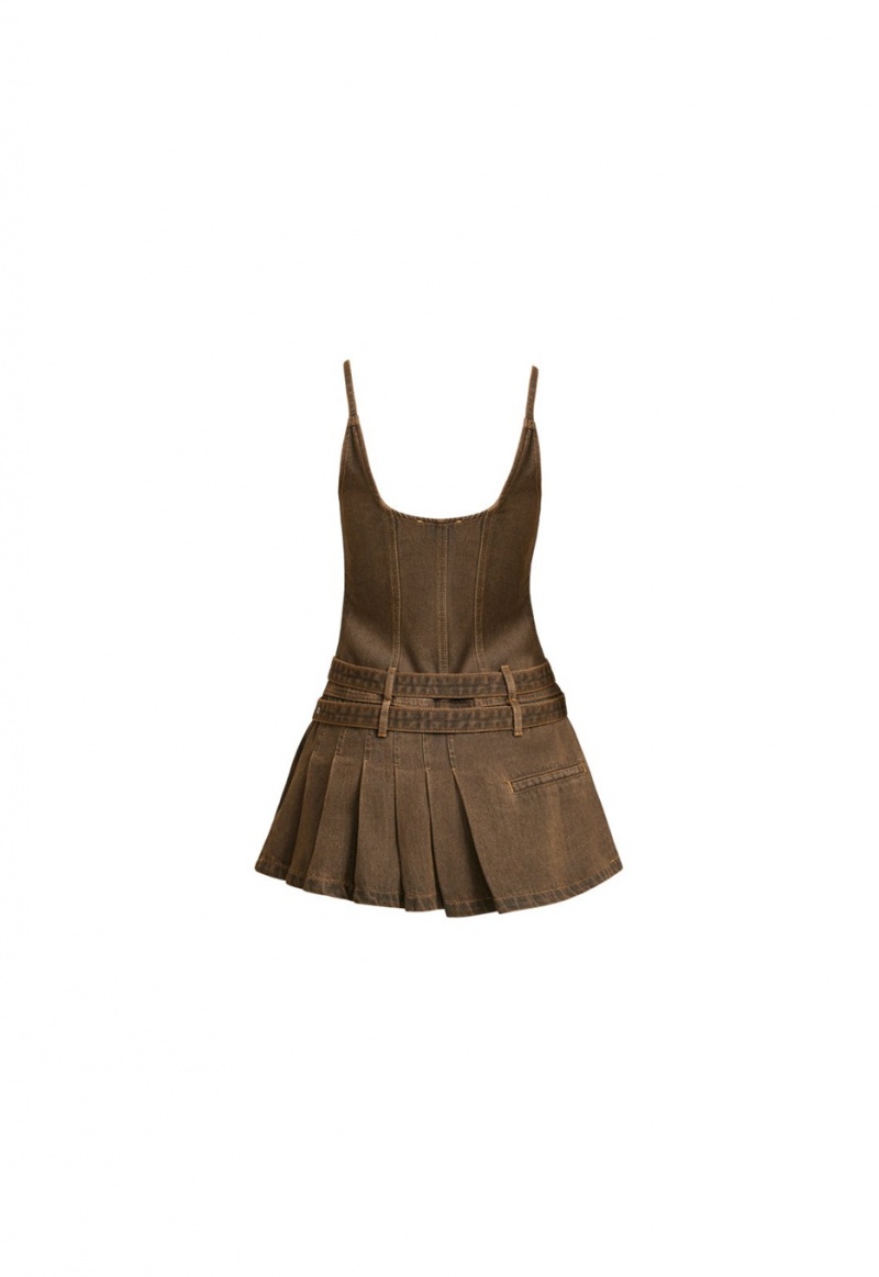 Lioness Biker Mini Dress Dark Brown | Israel-BESFG6810