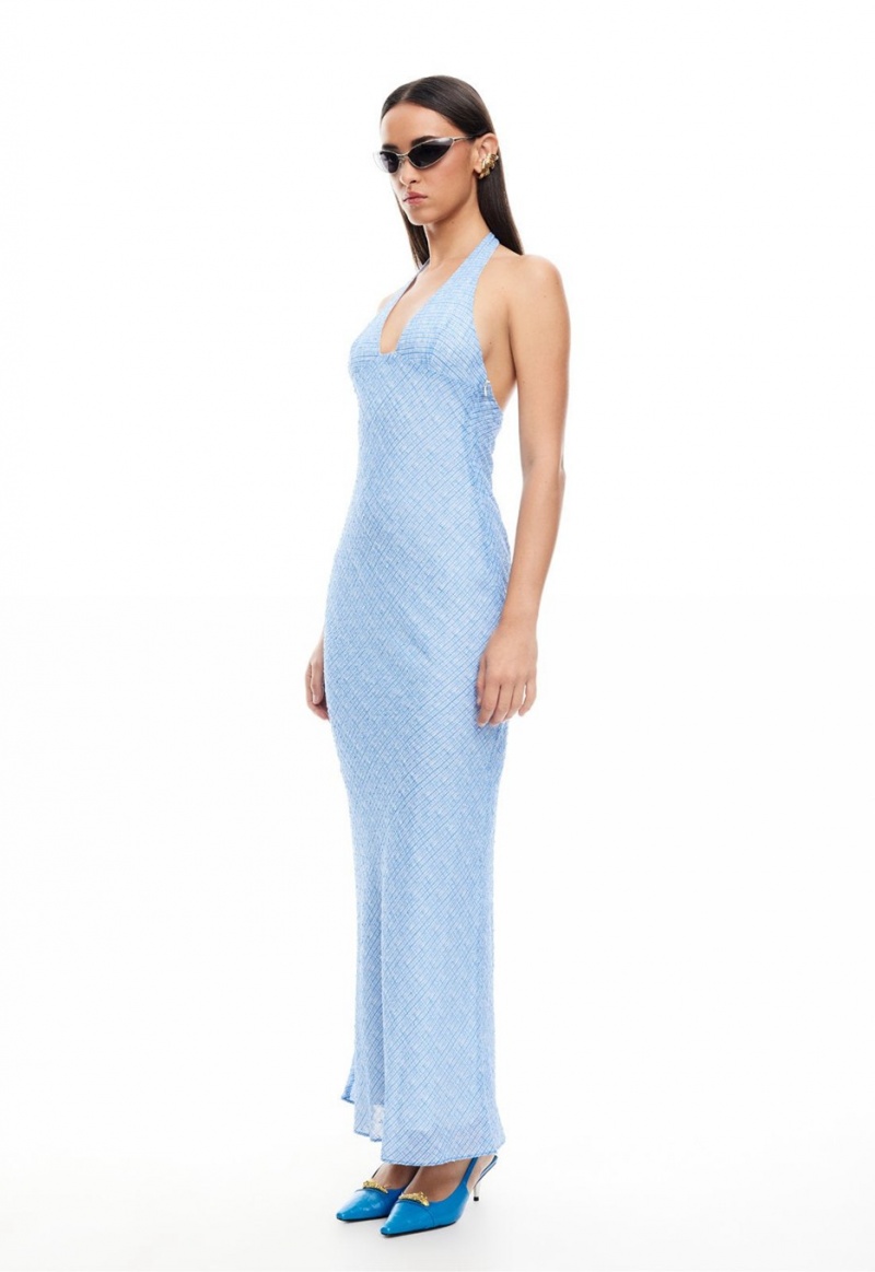 Lioness Carrie Halter Maxi Dress Light Blue | Israel-UEDKA6723