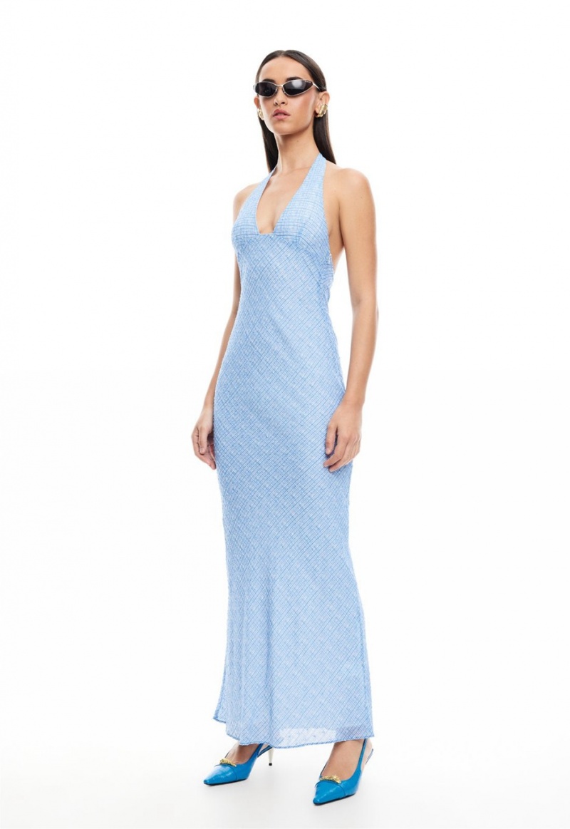 Lioness Carrie Halter Maxi Dress Light Blue | Israel-UEDKA6723