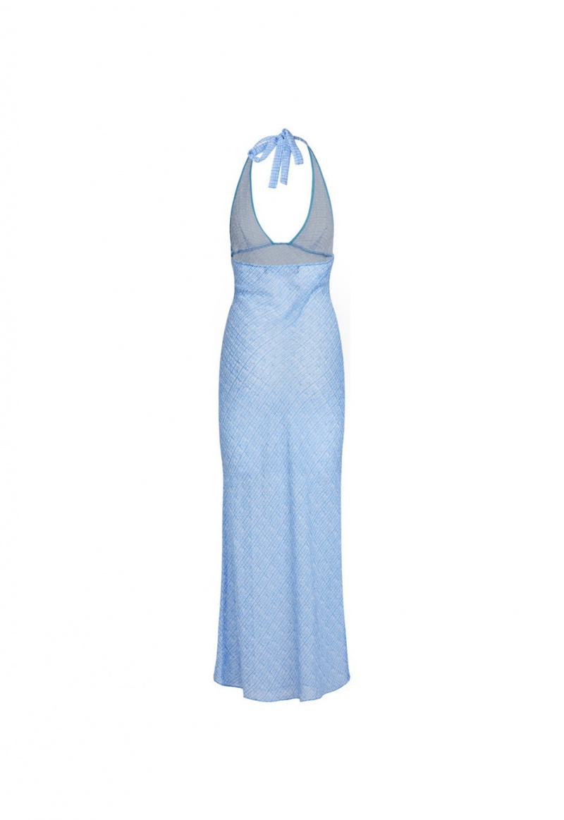 Lioness Carrie Halter Maxi Dress Light Blue | Israel-UEDKA6723