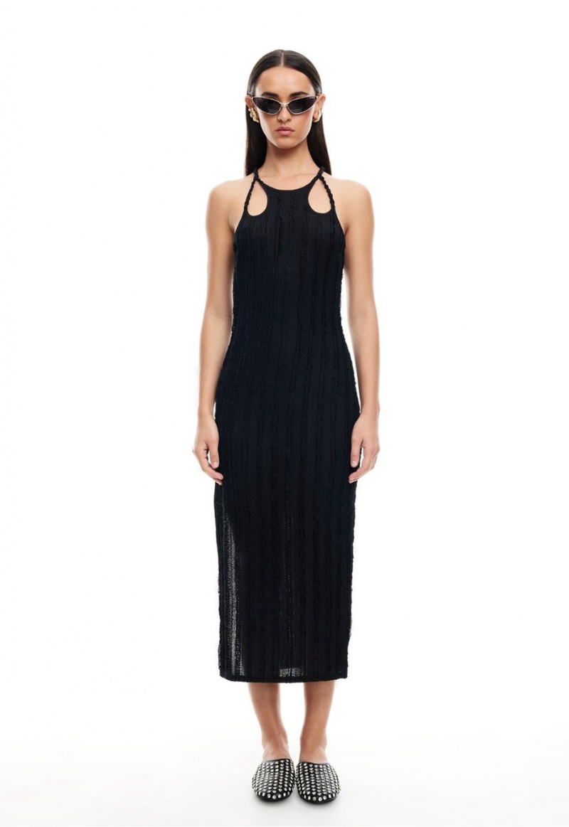 Lioness Double Strap Midi Dress Black | Israel-IZRAL5183