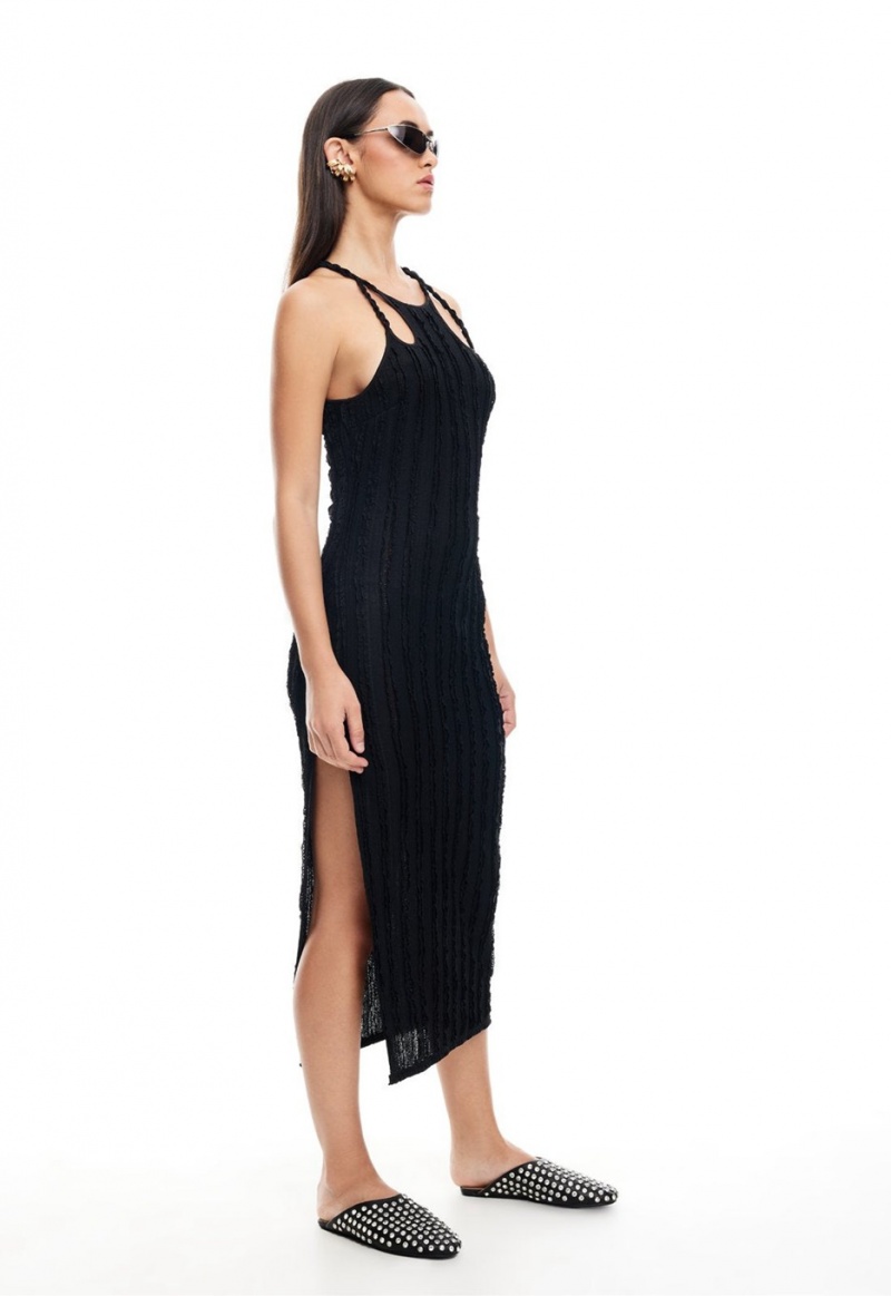 Lioness Double Strap Midi Dress Black | Israel-IZRAL5183