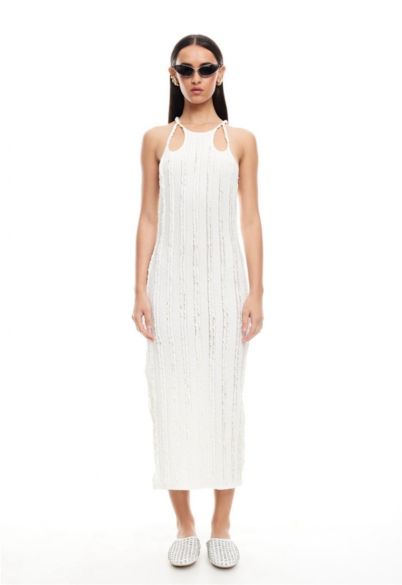 Lioness Double Strap Midi Dress White | Israel-TQACJ4582