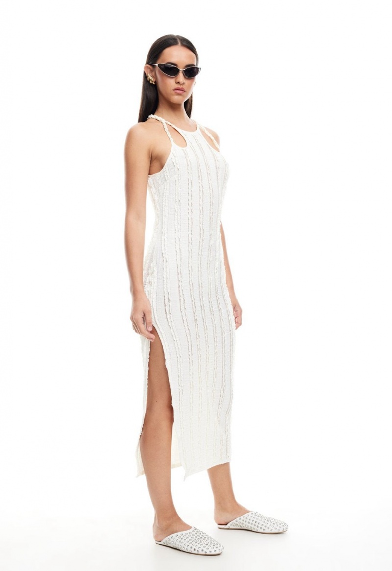 Lioness Double Strap Midi Dress White | Israel-TQACJ4582