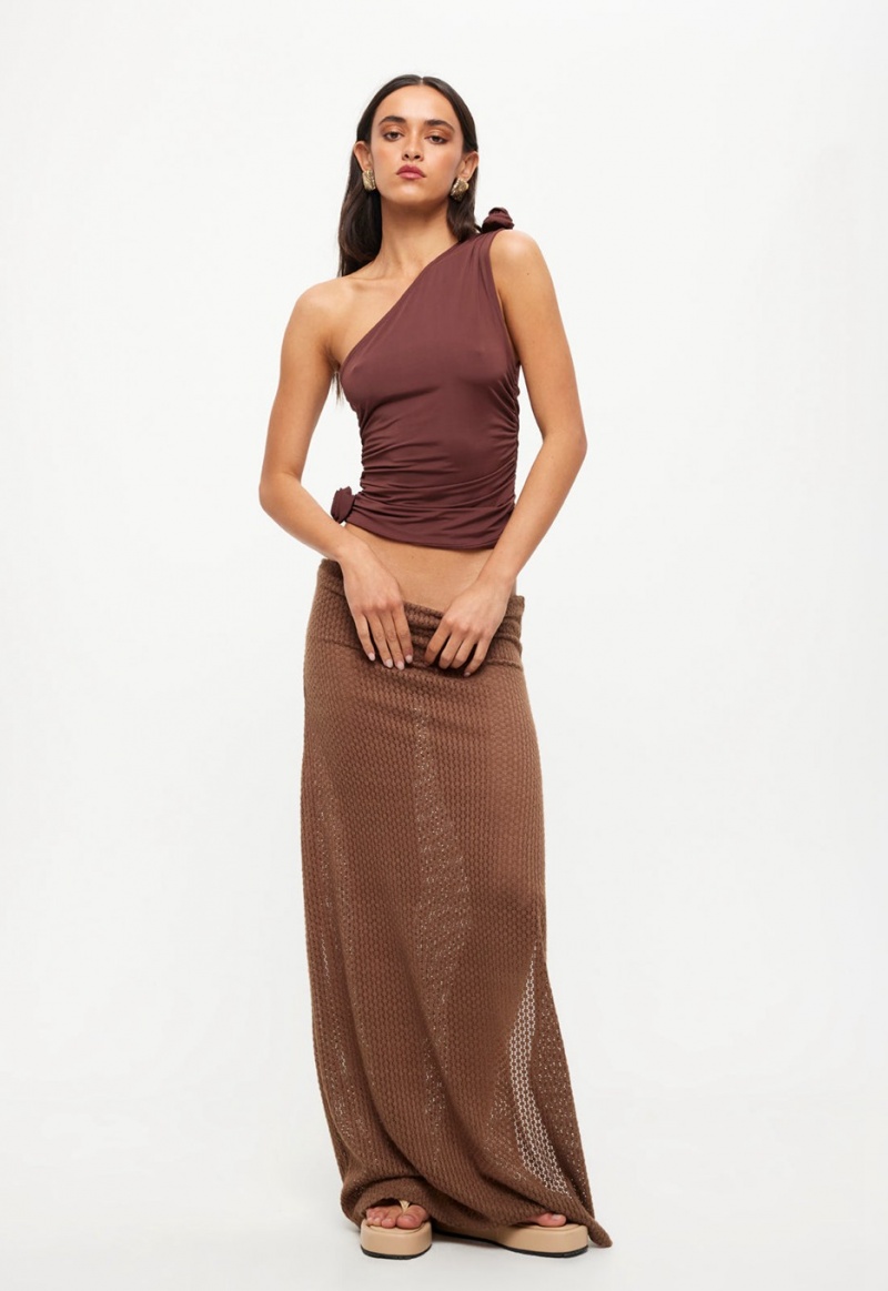 Lioness Ghauri Maxi Skirt Dark Brown | Israel-OSPGN9106