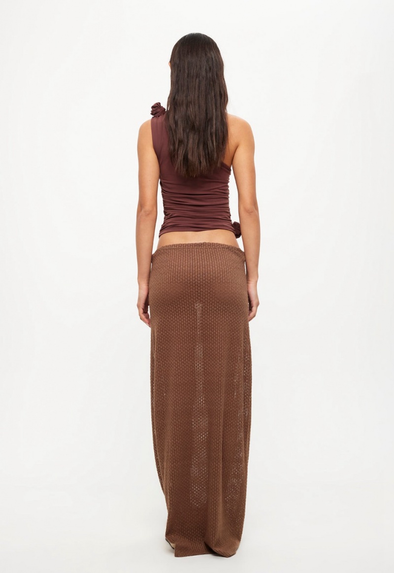 Lioness Ghauri Maxi Skirt Dark Brown | Israel-OSPGN9106