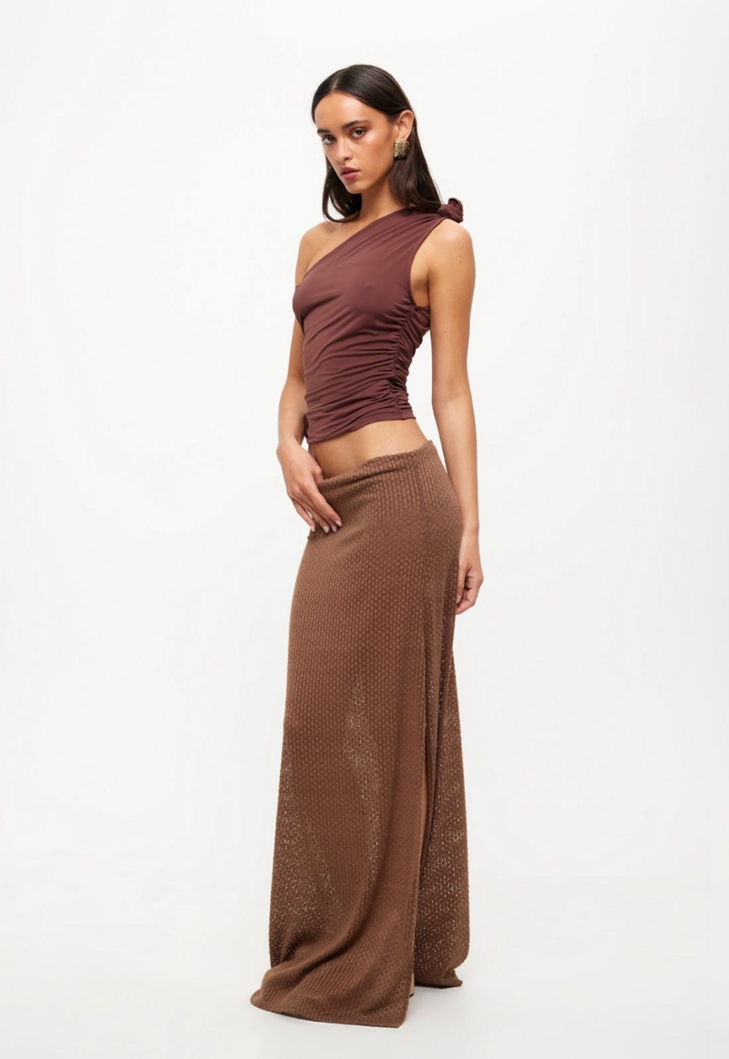 Lioness Ghauri Maxi Skirt Dark Brown | Israel-OSPGN9106