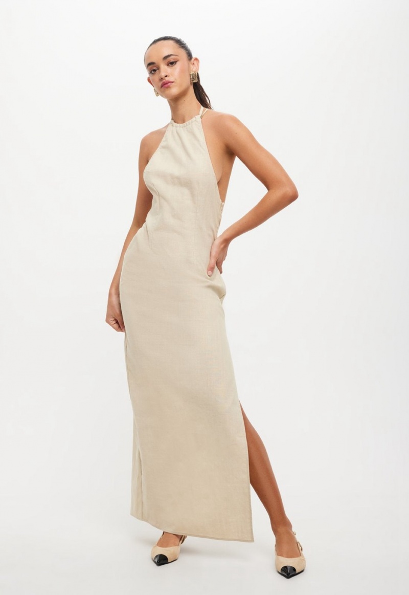 Lioness Idyllic Maxi Dress Beige | Israel-XZVSR9816