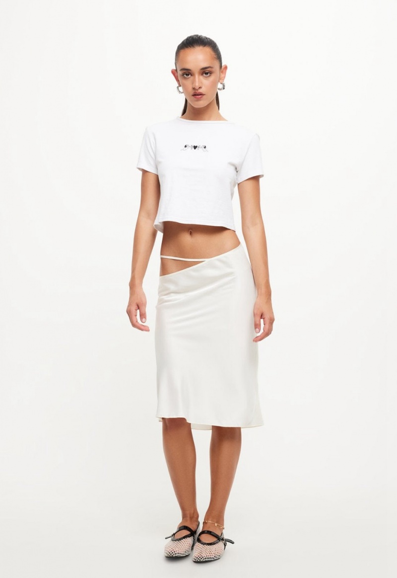 Lioness Nineties Midi Skirt White | Israel-QEZOP4815