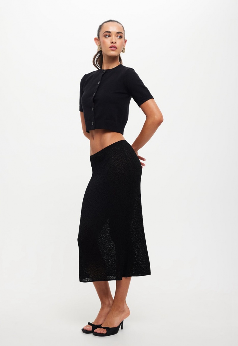 Lioness Pure Midi Skirt Black | Israel-CUIXV4750