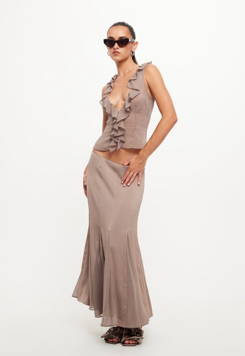 Lioness Rose Maxi Skirt Grey | Israel-ISEZT3247