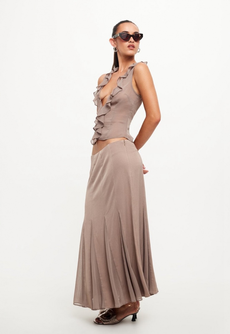 Lioness Rose Maxi Skirt Grey | Israel-ISEZT3247