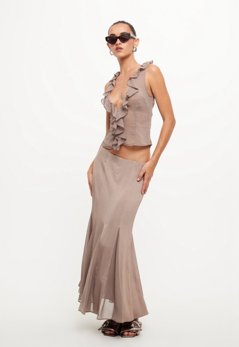 Lioness Rose Maxi Skirt Grey | Israel-ISEZT3247