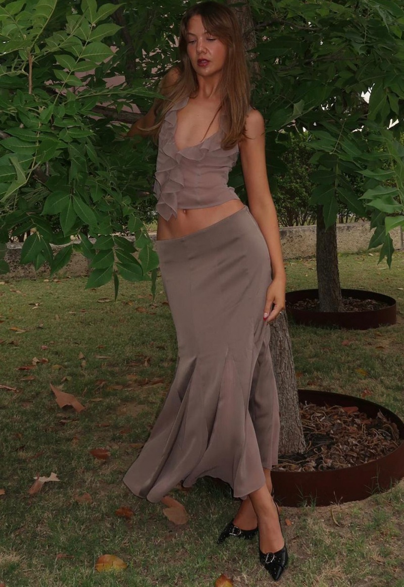 Lioness Rose Maxi Skirt Grey | Israel-ISEZT3247