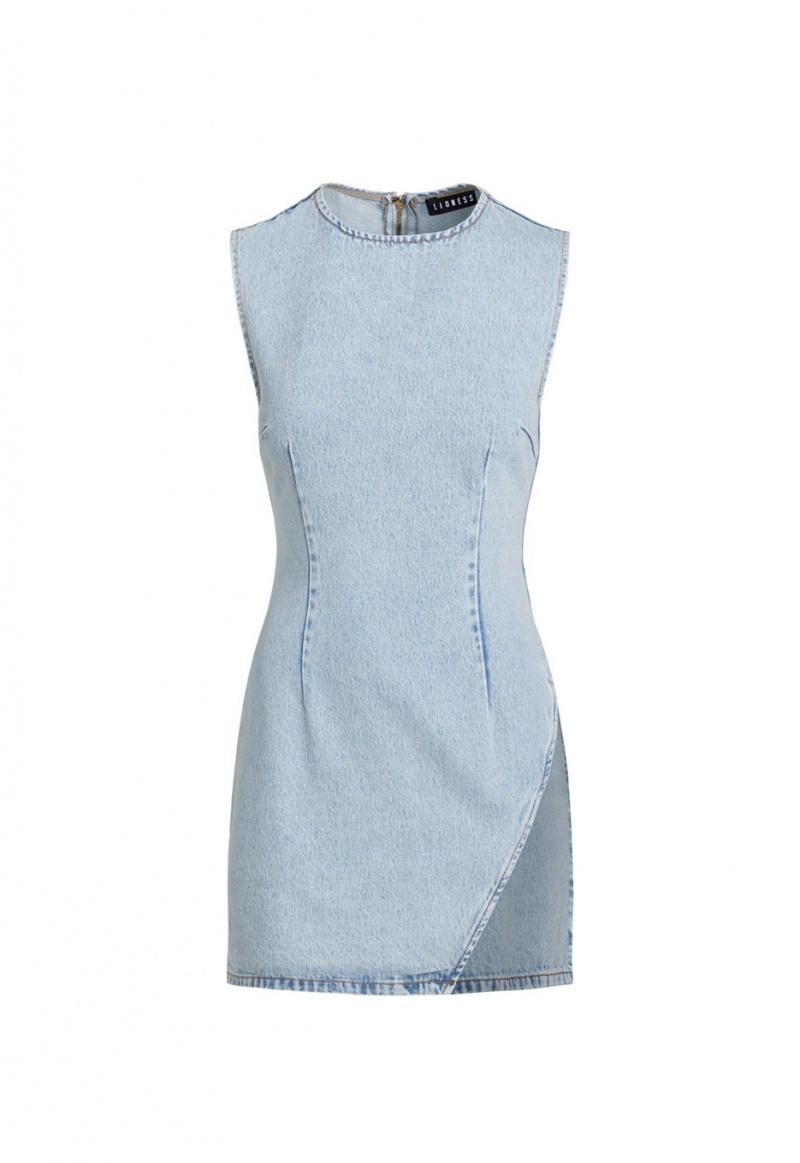 Lioness Sculpted Denim Mini Dress Light Blue | Israel-GKYFB8013