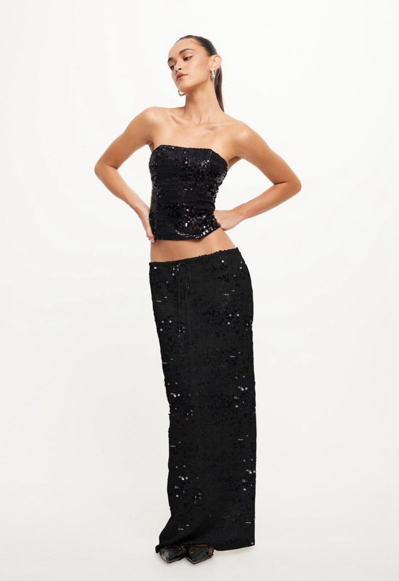 Lioness Shes All That Maxi Skirt Black | Israel-ISUEY4981