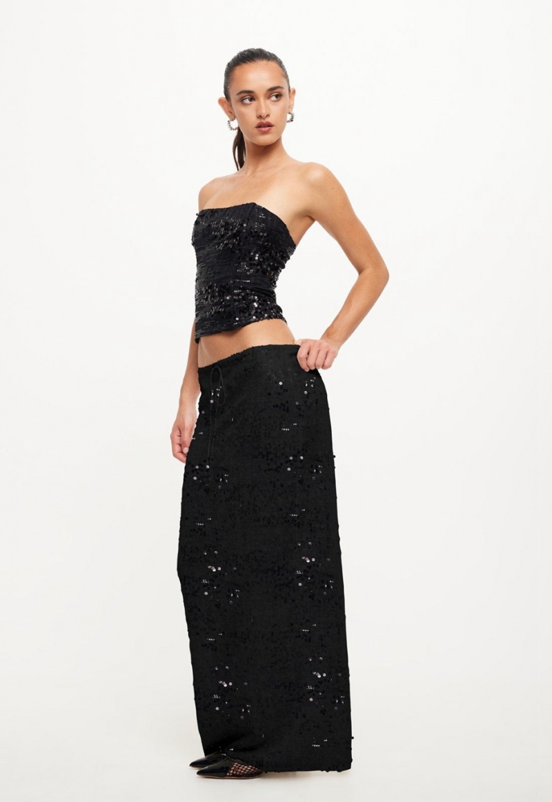 Lioness Shes All That Maxi Skirt Black | Israel-ISUEY4981