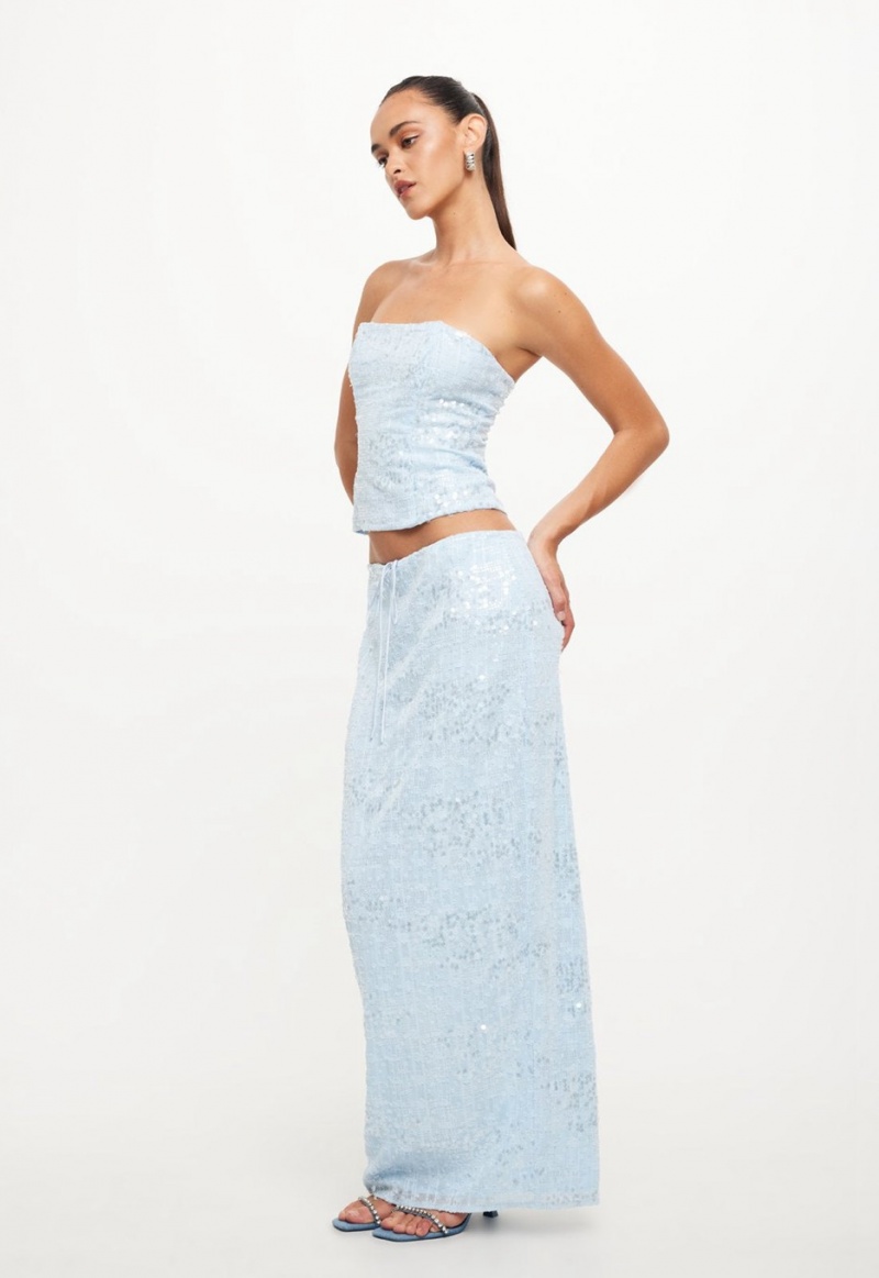 Lioness Shes All That Maxi Skirt Light Blue | Israel-OHGCR5038