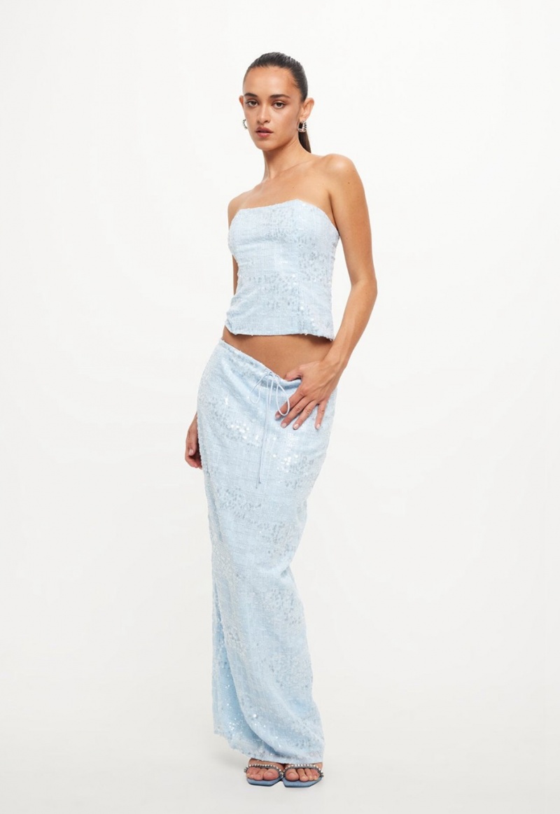 Lioness Shes All That Maxi Skirt Light Blue | Israel-OHGCR5038