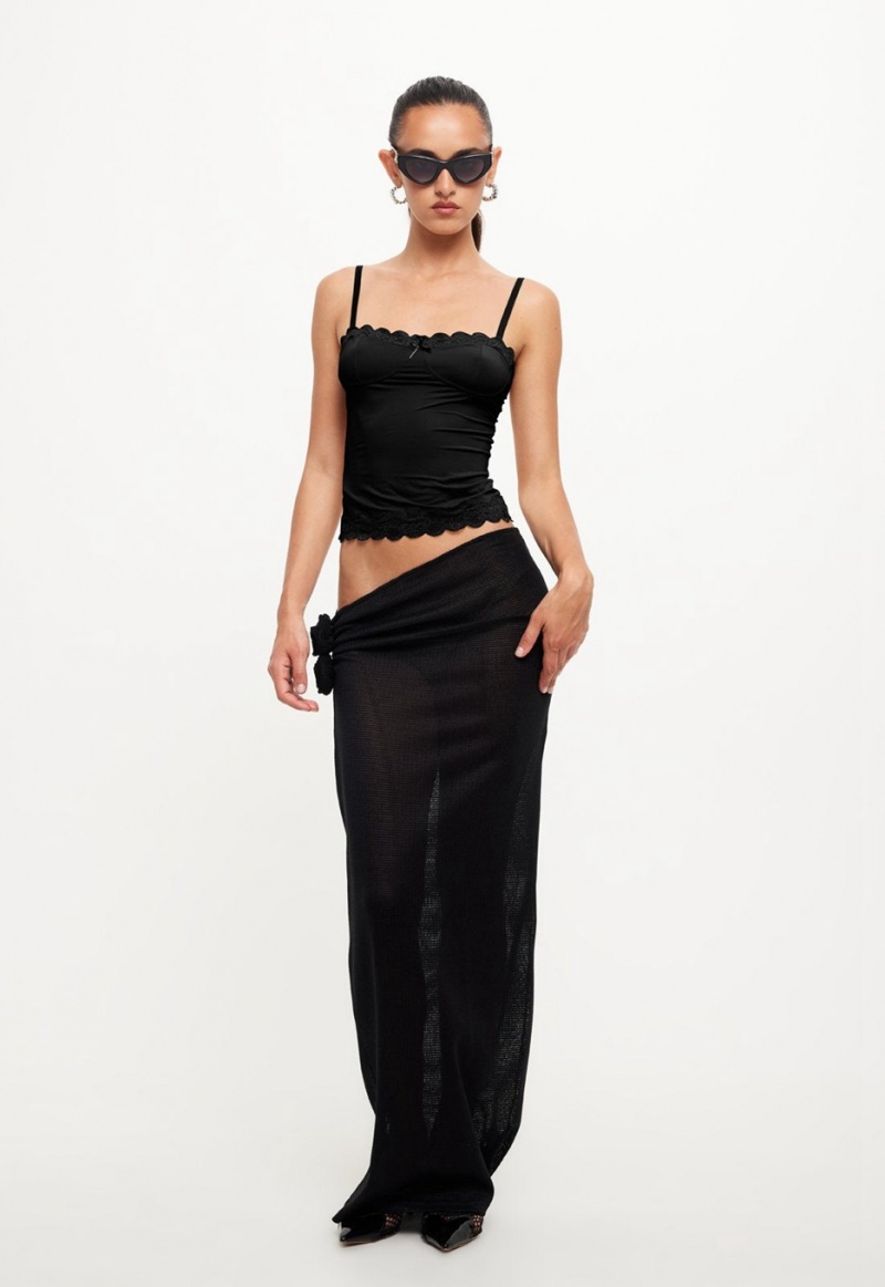 Lioness Soul Mate Maxi Skirt Black | Israel-VAUDH1305