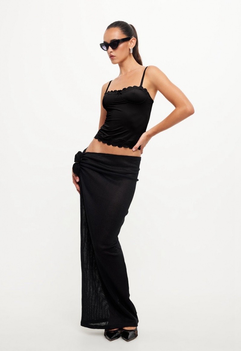 Lioness Soul Mate Maxi Skirt Black | Israel-VAUDH1305