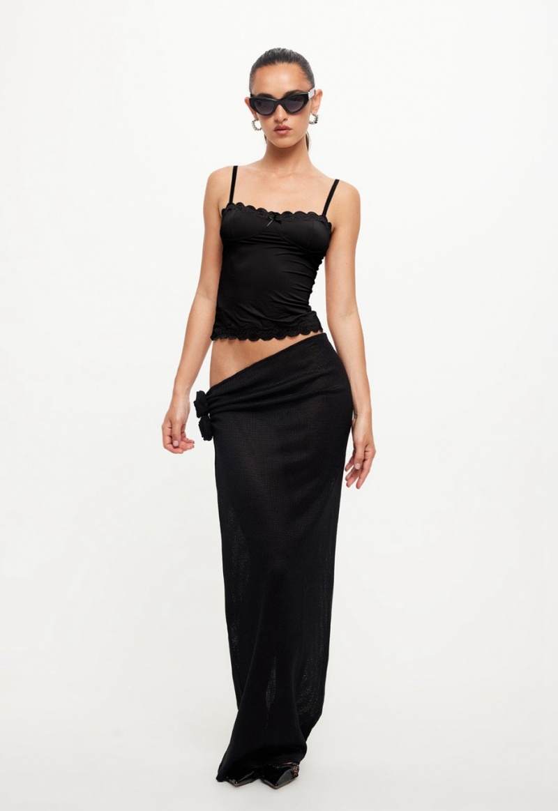 Lioness Soul Mate Maxi Skirt Black | Israel-VAUDH1305