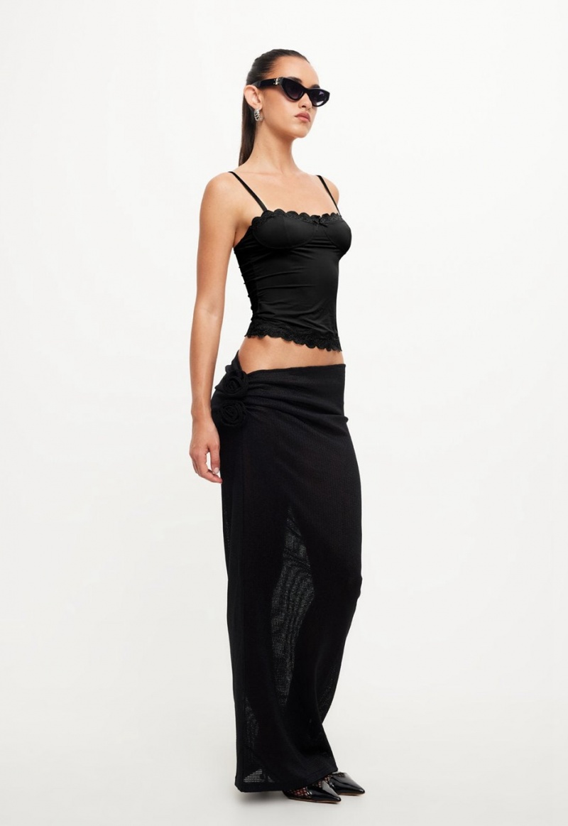 Lioness Soul Mate Maxi Skirt Black | Israel-VAUDH1305